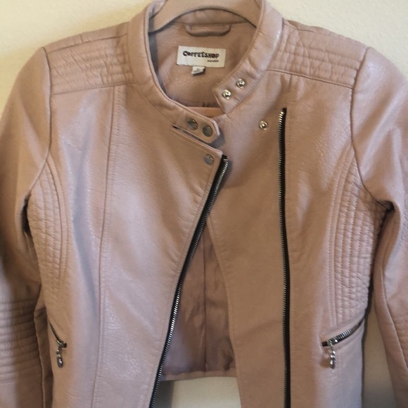 🌸🌸HP🎉Gorgeous Coffee Shop Kids Blush Kids Soft Faux Leather Girls Jacket EUC - Picture 11 of 14